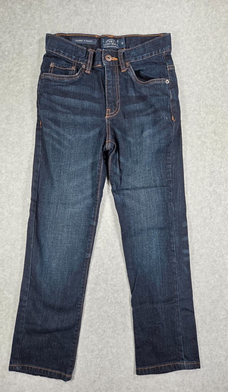 Lucky Brand Boys Size 10 Classic Straight Jeans Dark Wash Denim Adjustable Waist